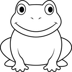Fototapeta premium Frog black and white vector illustration for coloring book