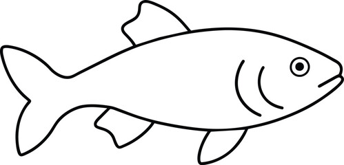 Fish black and white vector illustration for coloring book