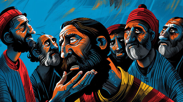 Biblical Illustration of Peter's Denial Gen AI