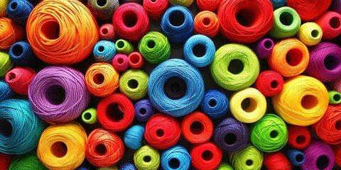 Collection of sewing threads in various colors