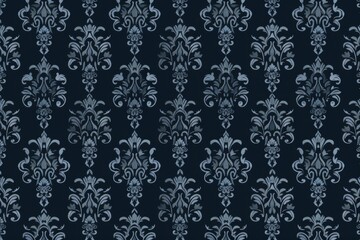 Damask Pattern in Blue and Black