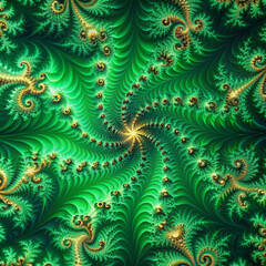 Fototapeta premium abstract fractal-patterns on a grainynemerald, generative ai