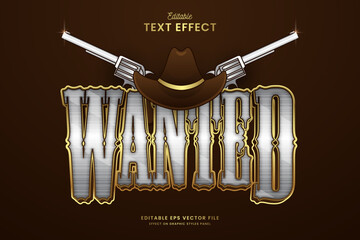decorative editable wanted gun text effect vector design
