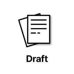 Simplified e-mail icon. Modern linear PNG icon for UI design. draft mail pictogram. email category symbol.