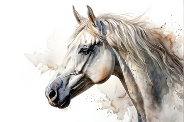 Horse in white background