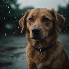 Obraz premium The dog looks sad It's like crying.