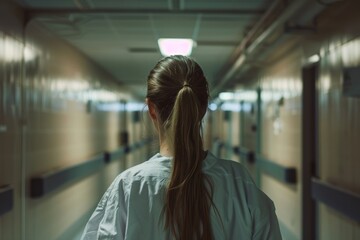 Obraz premium An illustration of a doctor from behind in stock AI, with no face visible