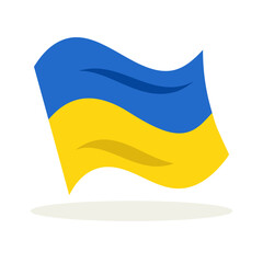 Flag icon. Ukraine waving flag in flat design for patriotic designs. Vector illustration.