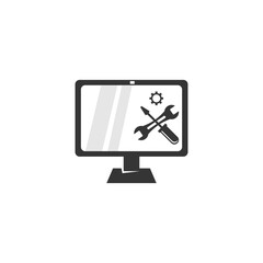 Computer service and repair logo icon vector. Suitable for your design need, logo, illustration, animation, etc.