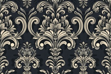 Fototapeta premium Elegant Damask Pattern in Silver and Black