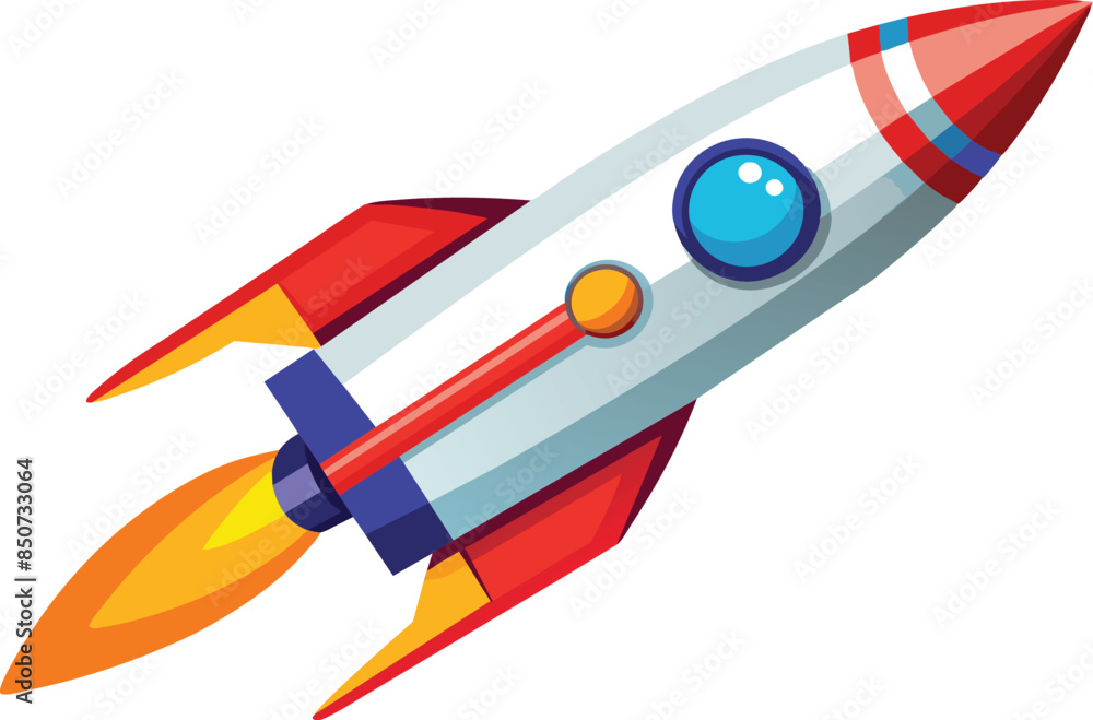 Wall mural colorful space rocket isolated on a white background, rocket vector illustration, cartoon rocket spa