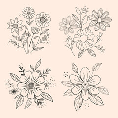 Graphic flower drawing for decorate