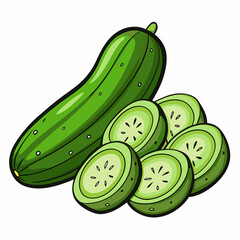 Cucumber with slices vector illustration 