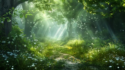 Obraz premium Embraced by an enchanted forest where trees move to make way for wanderers with pure hearts