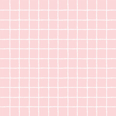 Vector hand drawn cute checkered pattern. Doodle Plaid geometrical simple texture. Crossing lines. Abstract cute delicate pattern ideal for fabric, textile, wallpaper