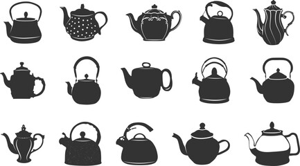 Teapot silhouette, Kettle silhouettes, Ceramic teapot silhouette, Teapot svg, Kettle svg, Ceramic teapot svg, Fancy teapot silhouette, Teapot clipart, Teapots vector collection.