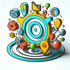 Fototapeta premium An artistic 3D Flat Icon with Copy Space: Social Media Symbol for Project Planning in Doodle Line Cartoon Style