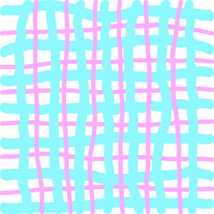 Vector hand drawn cute checkered pattern. Doodle Plaid geometrical simple texture. Crossing lines. Abstract cute delicate pattern ideal for fabric, textile, wallpaper