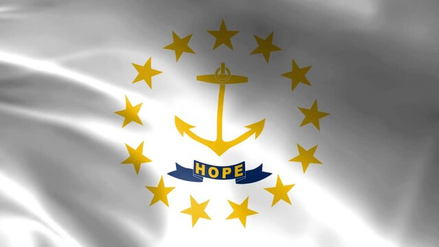 Rhode Island flag in the wind. Detailed fabric texture.