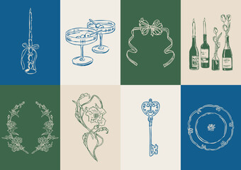 Minimalist Dolce Vita vector illustration collection. Art for greeting cards, wedding invitations, poster design, postcards, branding, logo design, background. © DesignThatMatters