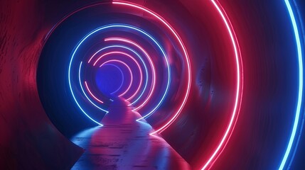 Red Blue Tunnel Abstract Background