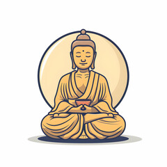 Customizable Buddha Statue  Meditation Cushion Icon for Spiritual  Meditation Designs, 3D Flat Style