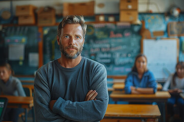 Fototapeta premium Generative AI - A teacher in a school class