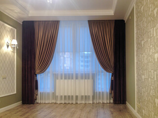 living room interior with curtains