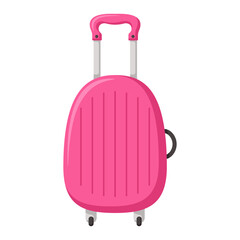 Obraz premium Traveling suitcase on wheels. Check in baggage. Bright flat clipart