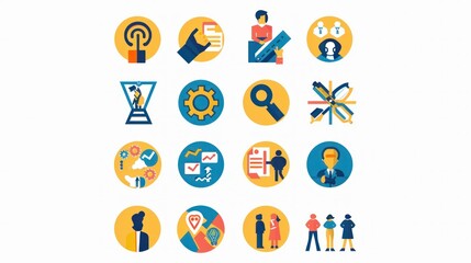 Teamwork icon set. Collection of cooperation, team target, leadership, collaboration and more. Vector illustration. Easily changes to any color. wide angle lens