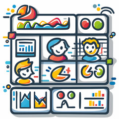 Obraz premium Customizable CRM Dashboard and Data Icon with Branding Space, for CRM and Data Management Designs