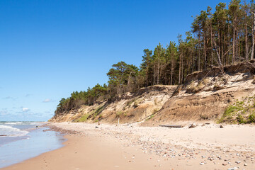 Staldzene steep coast beach at the Baltic sea in June in summer in Ventspils in Latvia