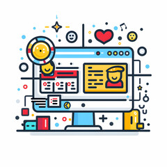 A sleek 3D Flat icon for CRM interface and customer support with ample copy space   ideal for striking website banners!