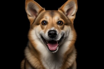 Portrait of a funny norwegian lundehund isolated in white background