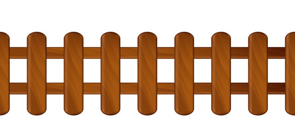 Seamless wooden fence. Vector clipart isolated on white background.