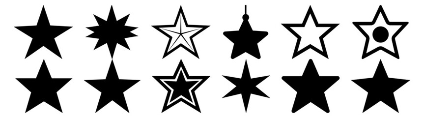 Star christmas tree silhouette set vector design big pack of illustration and icon