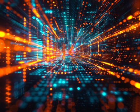 Image of a quantum computing matrix visualizing ultra-fast computing in the future