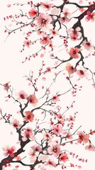 Wallpaper pattern of Japanese Cherry Blossoms called Sakura Serenity