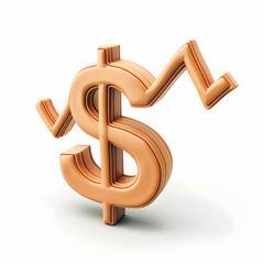 3D Flat Icon as Dollar Sign and Growth Arrow Symbol with Copy Space for Website Banners Concept