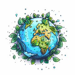 Earth Leaves and Ozone: Symbolizing the Vital Connection Between Ozone and Environmental Wellbeing   3D Flat Icon Concept