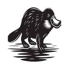 Platypus Silhouette Vector Art Illustration