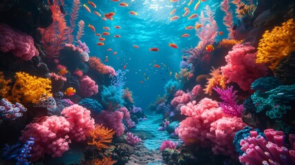 Fototapeta premium Vibrant Underwater Coral Reef Ecosystem