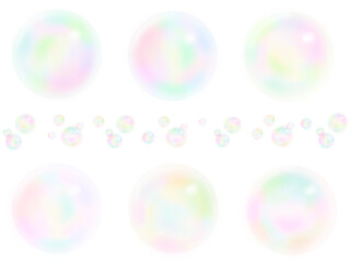 カラフルなシャボン玉の手描き水彩フレームラインセット