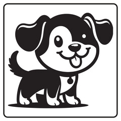 Happy Dog Silhouette Vector with White Background for coloring book and logo 
