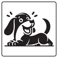 Happy Dog Silhouette Vector with White Background for coloring book and logo 
