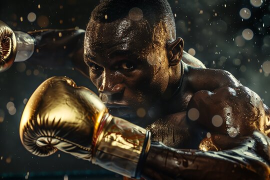High-detail photo of an African man boxing