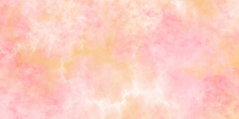 Abstract pastel pink and yellow grunge texture ink effect painted with watercolor stains. Closeup of textured grunge background. beautiful and colorful watercolor used for wallpaper, banners, design.