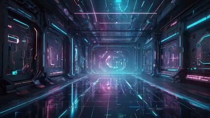 Naklejka premium Techno-Futuristic Architecture