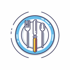 Fork and Plate 3D Flat Icon Illustration with Space for Text and Icons on White Background   Culinary Themes and Dinner Settings Concept in Doodle Line Cartoon Style