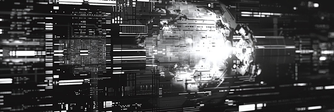 Modern abstract background, backdrop. Perfect for wallpapers, templates, and digital projects. Black and white abstract image with a glitch effect. AIG535